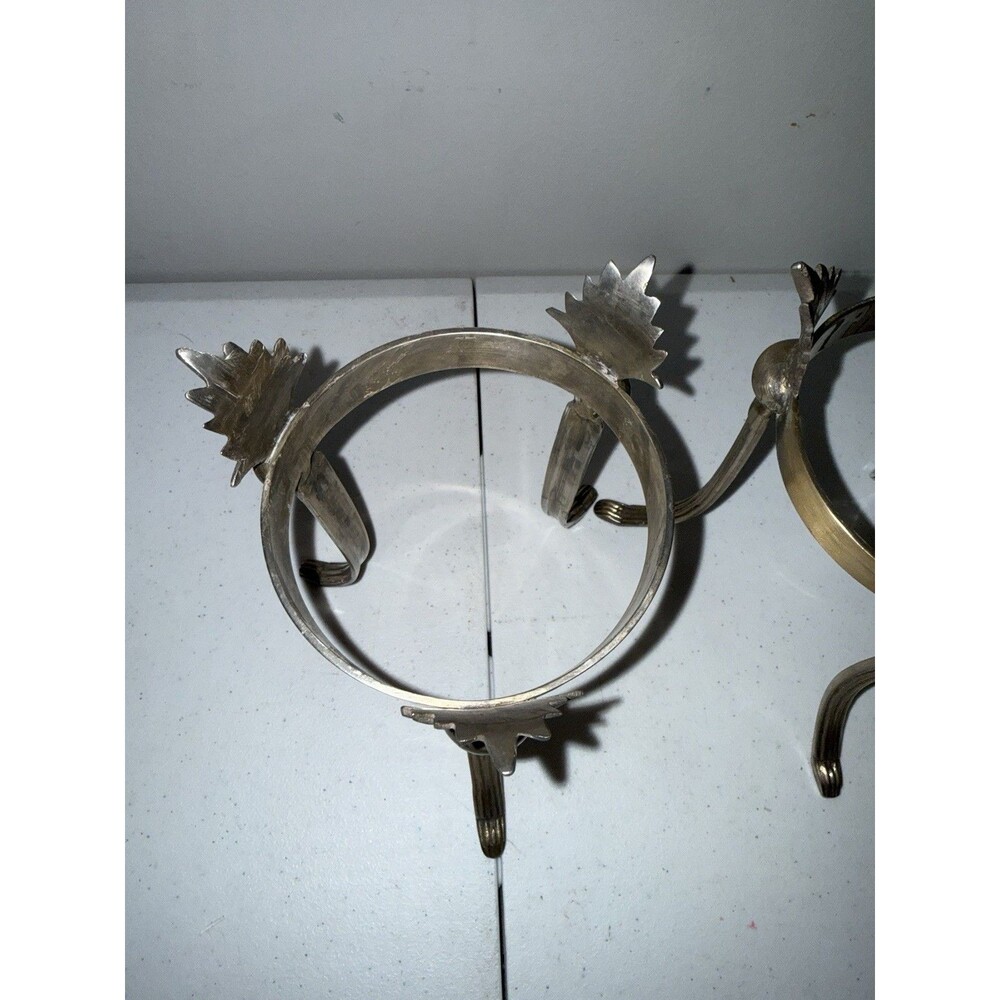 Vintage Pair Ornate BOHO Metal Display stands For Spheres, Bowls Or Candles. - Picture 4 of 5